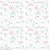 Image of Firework Fields Fireworks White quilting cotton fabric by Gracey Larson for Riley Blake Designs. Features fireworks on a white background. Cute Little Fabric Shop.
