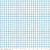 Image of Firework Fields Gingham Light Blue quilting cotton fabric by Gracey Larson for Riley Blake Designs. Features gingham on a blue background. Cute Little Fabric Shop.