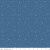 Image of Firework Fields Fireflies Coastal Blue quilting cotton fabric by Gracey Larson for Riley Blake Designs. Features dots on a blue background. Cute Little Fabric Shop.