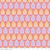 Image of Flourish Pineapple Lilac quilting cotton fabric by Sue Daley for Riley Blake Designs. Features a geometric pattern on a yellow and purple background. Cute Little Fabric Shop.