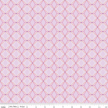 Image of Flourish Geometric Lilac quilting cotton fabric by Sue Daley for Riley Blake Designs. Features a geometric pattern on a purple background. Cute Little Fabric Shop.
