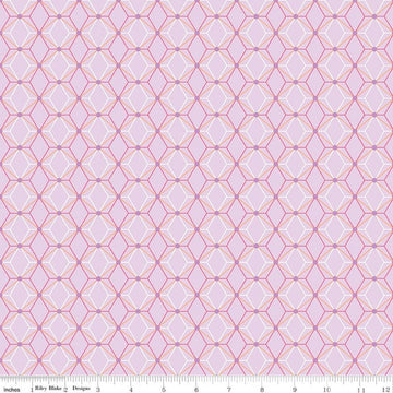 Image of Flourish Geometric Lilac quilting cotton fabric by Sue Daley for Riley Blake Designs. Features a geometric pattern on a purple background. Cute Little Fabric Shop.
