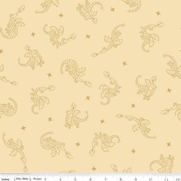 Image of Faraway Kingdom Dragon Flight Sunlight quilting cotton fabric by Natàlia Juan Abelló for Riley Blake Designs. Features dragons on a cream background. Cute Little Fabric Shop.
