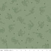 Image of Faraway Kingdom Dragon Flight Forest quilting cotton fabric by Natàlia Juan Abelló for Riley Blake Designs. Features dragons on a green background. Cute Little Fabric Shop.