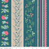 Image of Correspondence Wide Stripe Colonial Blue quilting cotton fabric by Beverly McCullough for Riley Blake Designs. Features stripes on a blue background. Cute Little Fabric Shop.