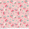 Image of Correspondence Letters Frosting quilting cotton fabric by Beverly McCullough for Riley Blake Designs. Features letters on a pink background. Cute Little Fabric Shop.