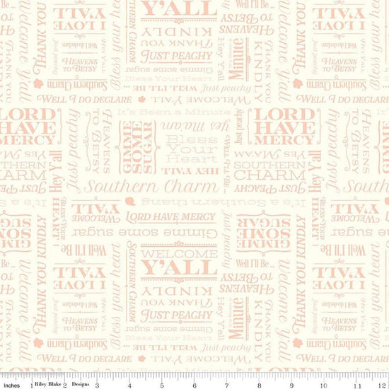 Image of Southern Charm Text Cloud quilting cotton fabric by The RBD Designers for Riley Blake Designs. Features words on a cream background. Cute Little Fabric Shop.