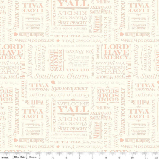 Image of Southern Charm Text Cloud quilting cotton fabric by The RBD Designers for Riley Blake Designs. Features words on a cream background. Cute Little Fabric Shop.