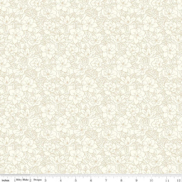 Image of Southern Charm Magnolia Tonal Cloud quilting cotton fabric by The RBD Designers for Riley Blake Designs. Features flowers on a cream background. Cute Little Fabric Shop.