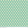 Image of Southern Charm Peach Blossoms Mint quilting cotton fabric by The RBD Designers for Riley Blake Designs. Features flowers on a green background. Cute Little Fabric Shop.