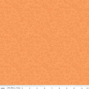 Image of Southern Charm Magnolia Tonal Orange quilting cotton fabric by The RBD Designers for Riley Blake Designs. Features flowers on an orange background. Cute Little Fabric Shop.