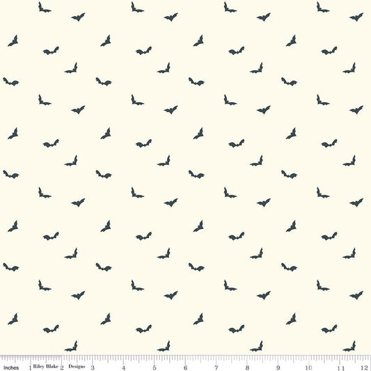 Image of The Apothecary Batwings Cream quilting cotton fabric by Amber Elliot for Riley Blake Designs. Features bats on a cream background. Cute Little Fabric Shop.