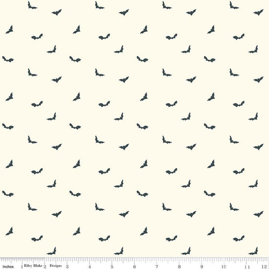 Image of The Apothecary Batwings Cream quilting cotton fabric by Amber Elliot for Riley Blake Designs. Features bats on a cream background. Cute Little Fabric Shop.