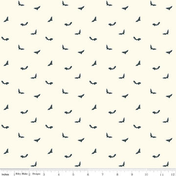 Image of The Apothecary Batwings Cream quilting cotton fabric by Amber Elliot for Riley Blake Designs. Features bats on a cream background. Cute Little Fabric Shop.
