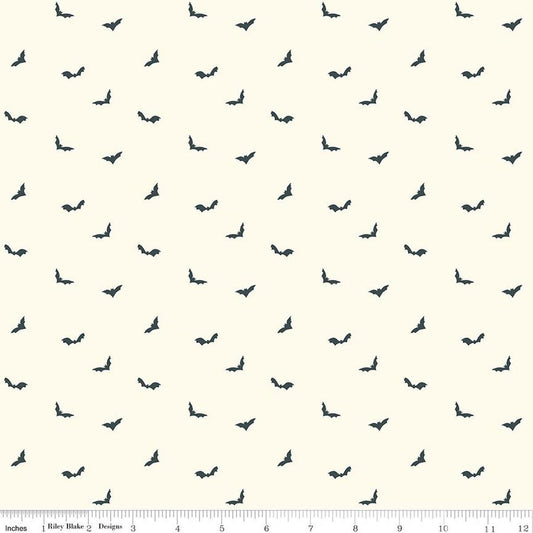 Image of The Apothecary Batwings Cream quilting cotton fabric by Amber Elliot for Riley Blake Designs. Features bats on a cream background. Cute Little Fabric Shop.