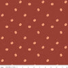 Image of The Apothecary Pumpkin Toss Rust quilting cotton fabric by Amber Elliot for Riley Blake Designs. Features pumpkins on a red background. Cute Little Fabric Shop.