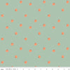 Image of The Apothecary Pumpkin Toss Mint quilting cotton fabric by Amber Elliot for Riley Blake Designs. Features pumpkins on a green background. Cute Little Fabric Shop.
