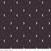 Image of The Apothecary Night Sky Midnight quilting cotton fabric by Amber Elliot for Riley Blake Designs. Features moons and stars on a black background. Cute Little Fabric Shop.