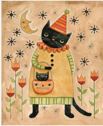 SALE Spooky Cat Panel Feline Fabric - P17578 - Riley Blake Quilting Cotton Fabric
