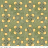 Image of Spooky Jacks Green quilting cotton fabric by Teresa Kogut for Riley Blake Designs. Features pumpkins on a green background. Cute Little Fabric Shop.