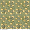 Image of Spooky Jacks Green quilting cotton fabric by Teresa Kogut for Riley Blake Designs. Features pumpkins on a green background. Cute Little Fabric Shop.