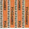 Image of Spooky Halloween Stripe Gray quilting cotton fabric by Teresa Kogut for Riley Blake Designs. Features stripes on an orange and gray background. Cute Little Fabric Shop.