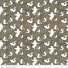Image of Spooky Ghosts Tombstone quilting cotton fabric by Teresa Kogut for Riley Blake Designs. Features ghosts on a gray background. Cute Little Fabric Shop.