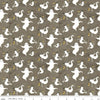 Image of Spooky Ghosts Tombstone quilting cotton fabric by Teresa Kogut for Riley Blake Designs. Features ghosts on a gray background. Cute Little Fabric Shop.
