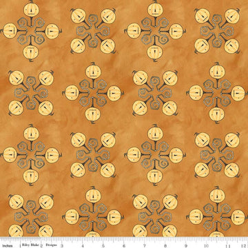 Image of Spooky Jacks Orange quilting cotton fabric by Teresa Kogut for Riley Blake Designs. Features pumpkins on an orange background. Cute Little Fabric Shop.