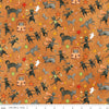 Image of Spooky Cats Orange quilting cotton fabric by Teresa Kogut for Riley Blake Designs. Features cats on an orange background. Cute Little Fabric Shop.