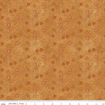 Image of Spooky Pumpkins Gourd quilting cotton fabric by Teresa Kogut for Riley Blake Designs. Features pumpkins on an orange background. Cute Little Fabric Shop.