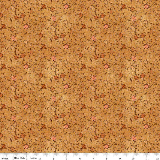 Image of Spooky Pumpkins Gourd quilting cotton fabric by Teresa Kogut for Riley Blake Designs. Features pumpkins on an orange background. Cute Little Fabric Shop.