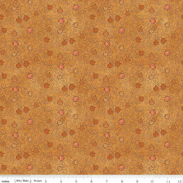 Image of Spooky Pumpkins Gourd quilting cotton fabric by Teresa Kogut for Riley Blake Designs. Features pumpkins on an orange background. Cute Little Fabric Shop.
