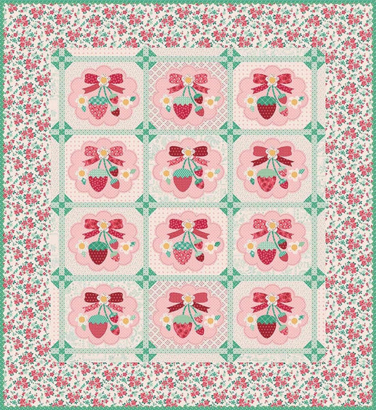 SALE Strawberry Crush Sew Along Quilt Kit Floral Fabric - KT-17380 - Riley Blake Quilting Cotton Fabric