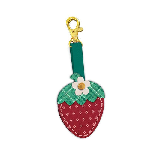 SALE Berry & Sage Leather Strawberry Charm  - STLR-48390 - Riley Blake 100% Full Grain Leather