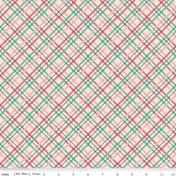 3-yard-cut - Berry & Sage Prim Latte Cream Plaid Fabric WIDEBACK 108" Wide - Riley Blake Quilting Cotton Fabric