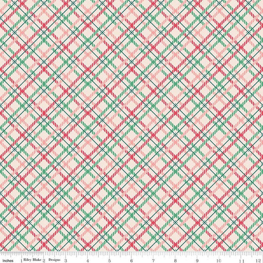 3-yard-cut - Berry & Sage Prim Latte Cream Plaid Fabric WIDEBACK 108" Wide - Riley Blake Quilting Cotton Fabric