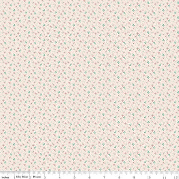 Image of Berry & Sage Wildflowers Latte quilting cotton fabric by Lori Holt for Riley Blake Designs. Features flowers on a cream background. Cute Little Fabric Shop.