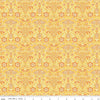 Image of Peach Cobbler Field Study Yellow quilting cotton fabric by Lily Ashbury for Riley Blake Designs. Features flowers on a yellow background. Cute Little Fabric Shop.