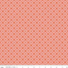 Image of Peach Cobbler Arbor Pink quilting cotton fabric by Lily Ashbury for Riley Blake Designs. Features a geometric pattern on a pink background. Cute Little Fabric Shop.