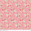 Image of Peach Cobbler Posy Pink quilting cotton fabric by Lily Ashbury for Riley Blake Designs. Features flowers on a pink background. Cute Little Fabric Shop.