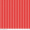 Image of Summer's in Town Stripes Red quilting cotton fabric by Sandy Gervais for Riley Blake Designs. Features stripes on a red background. Cute Little Fabric Shop.