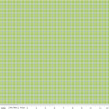 Image of Summer's in Town Plaid Green quilting cotton fabric by Sandy Gervais for Riley Blake Designs. Features plaid on a green background. Cute Little Fabric Shop.