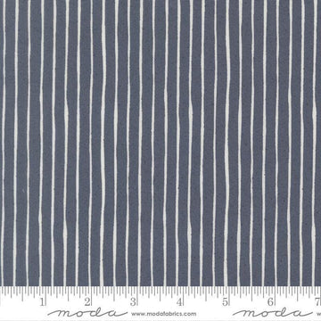 Independence Day Stripes Indigo quilting cotton fabric by Sweetwater for Moda Fabrics. Features stripes on a blue background. Cute Little Fabric Shop.