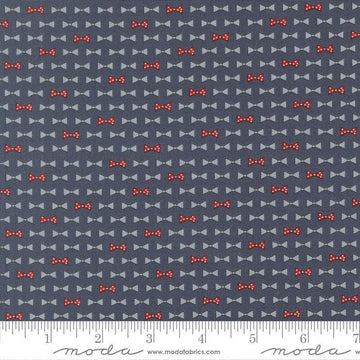 Independence Day Bowties Indigo quilting cotton fabric by Sweetwater for Moda Fabrics. Features bowties on a blue background. Cute Little Fabric Shop.