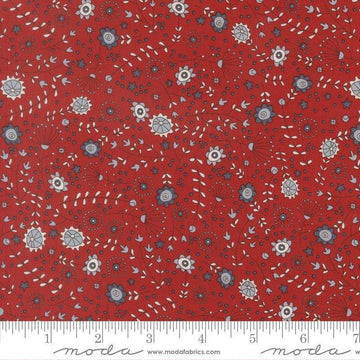 Independence Day Meadow Red quilting cotton fabric by Sweetwater for Moda Fabrics. Features flowers on a red background. Cute Little Fabric Shop.
