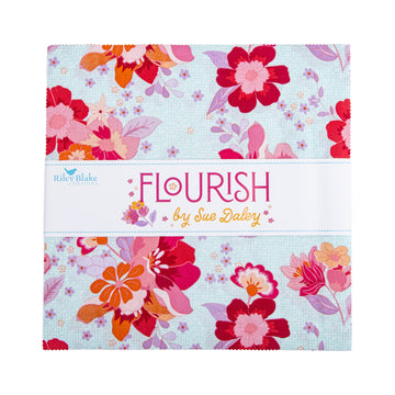 Flourish 10" Stacker Floral Fabric - 10-17450-42 - 42-pieces Precut - Riley Blake Quilting Cotton Fabric