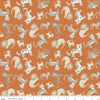 Image of Leo & Savannah Animal Toss Orange quilting cotton fabric by Deena Rutter for Riley Blake Designs. Features cats on an orange background. Cute Little Fabric Shop.