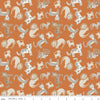 Image of Leo & Savannah Animal Toss Orange quilting cotton fabric by Deena Rutter for Riley Blake Designs. Features cats on an orange background. Cute Little Fabric Shop.