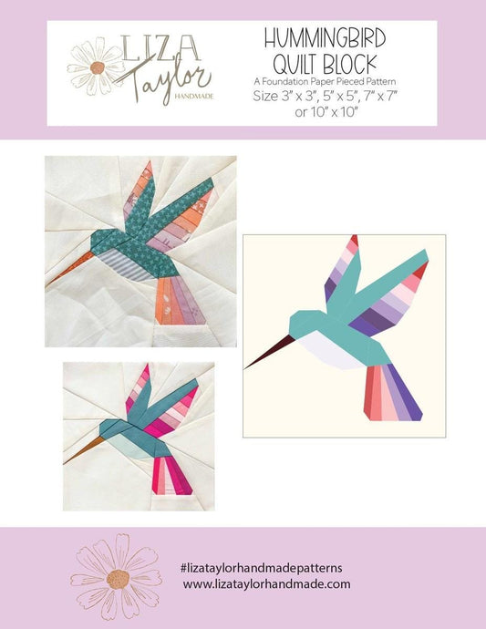SALE Handmade Hummingbird Quilt Block PATTERN Bird Block - Riley Blake INSTRUCTIONS Only